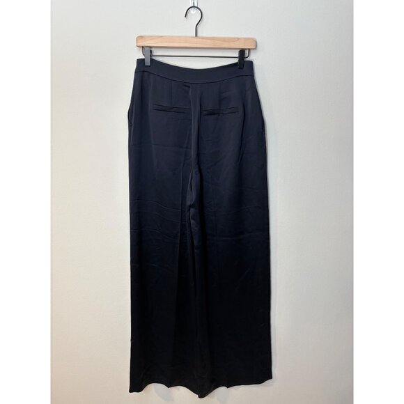 NEW Boden Wide-Leg Satin High-Rise Navy Blue Pockets Trousers Pants Women's 10 - Picture 14 of 15